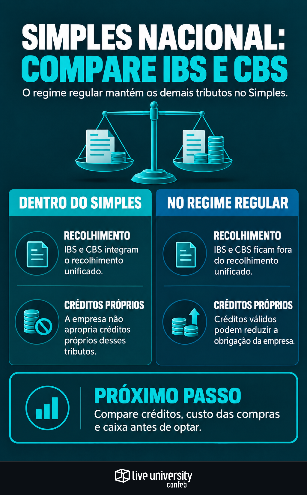 Infográfico: Simples Nacional: compare IBS e CBS e o impacto nas compras