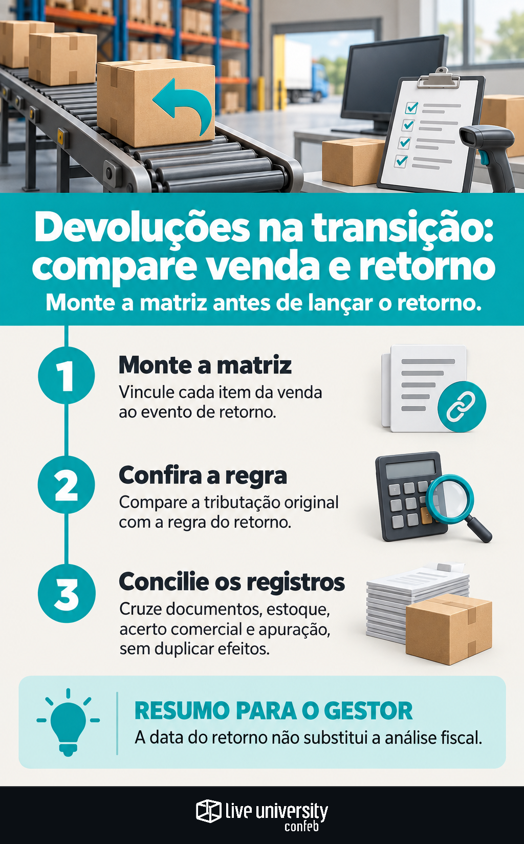 Infográfico: Devoluções na transição exigem comparar venda e retorno