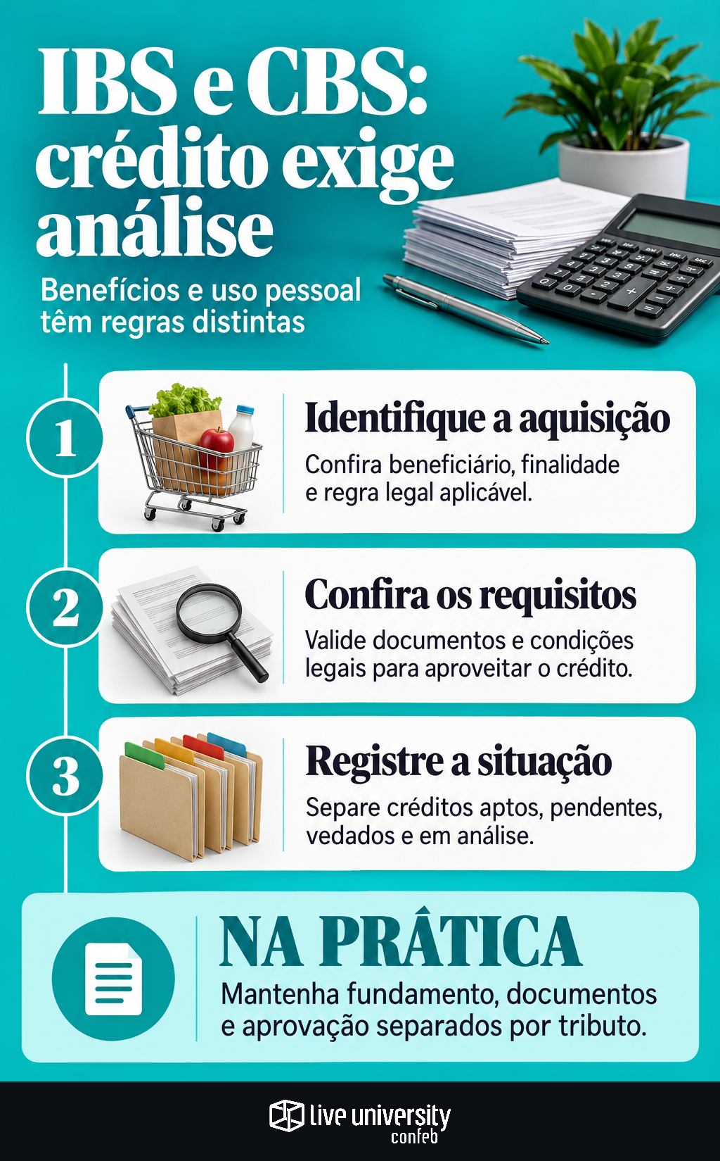 Infográfico: Créditos de IBS e CBS exigem separar benefício de uso pessoal