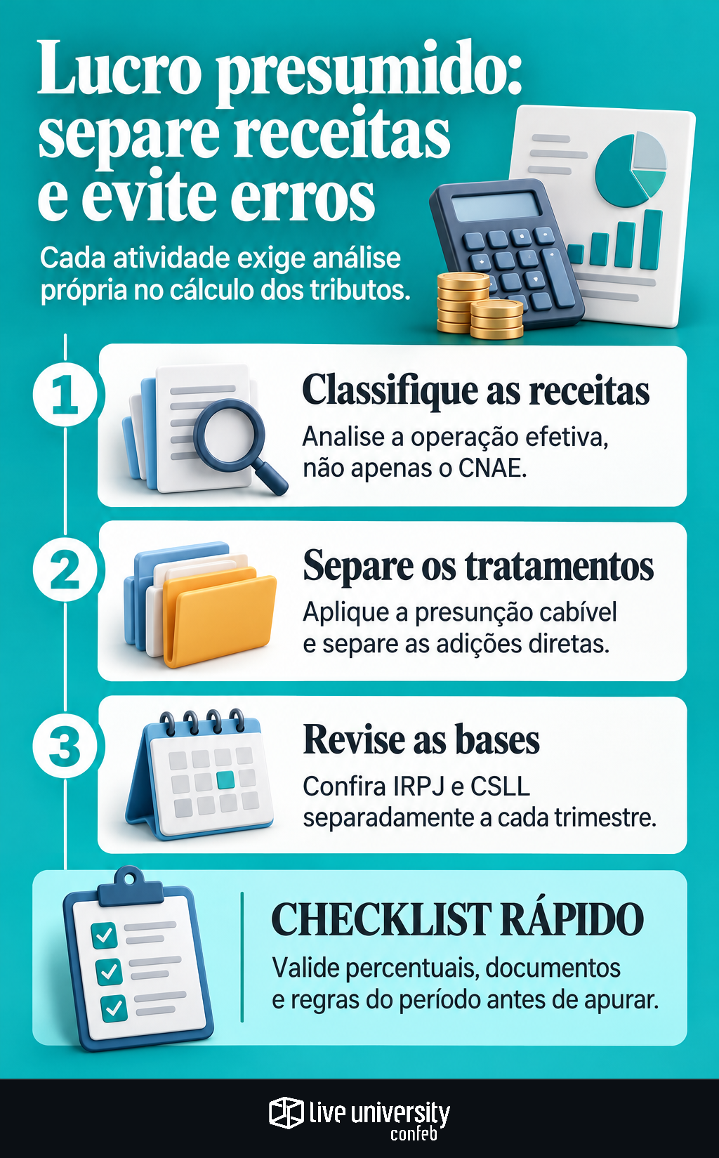 Infográfico: Lucro presumido exige separar receitas para evitar erros