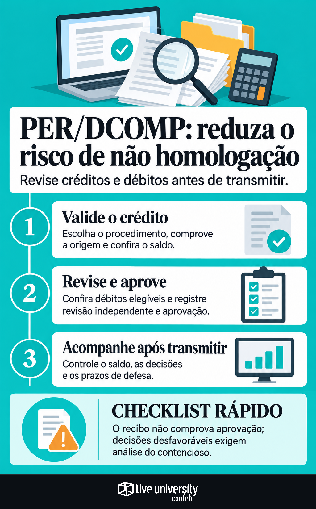 Infográfico: Revise o PER/DCOMP e reduza o risco de não homologação