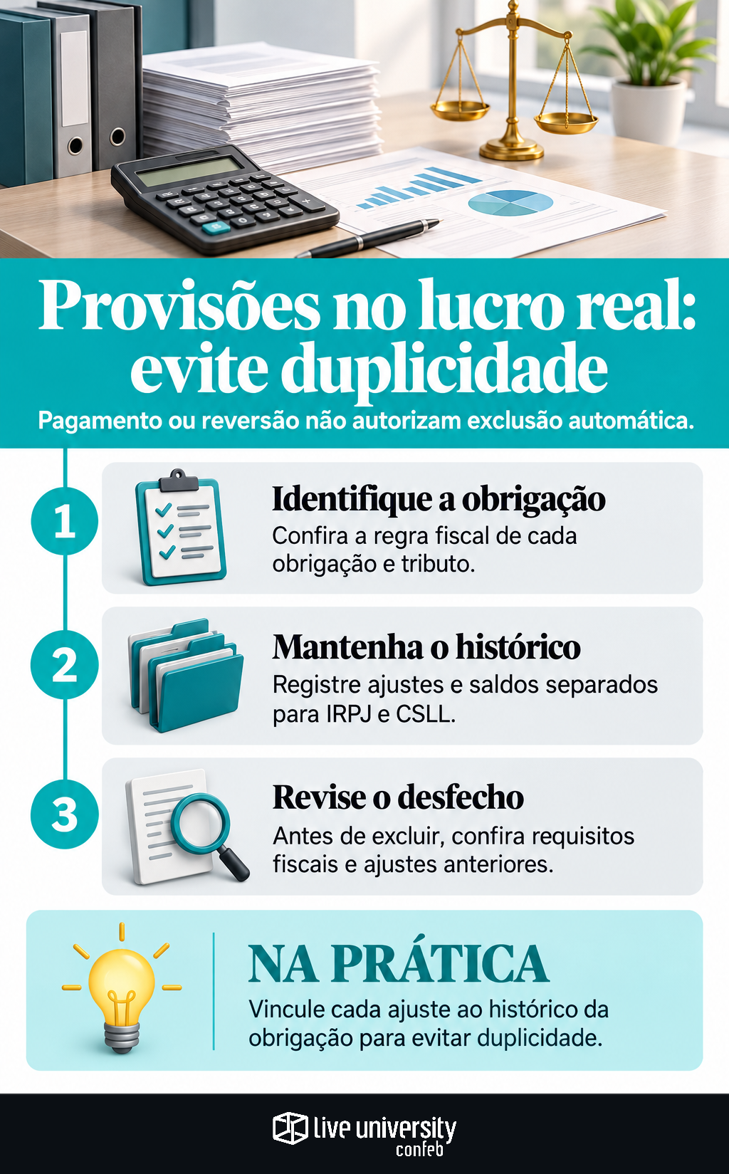 Infográfico: Provisões no lucro real exigem controle para evitar duplicidade
