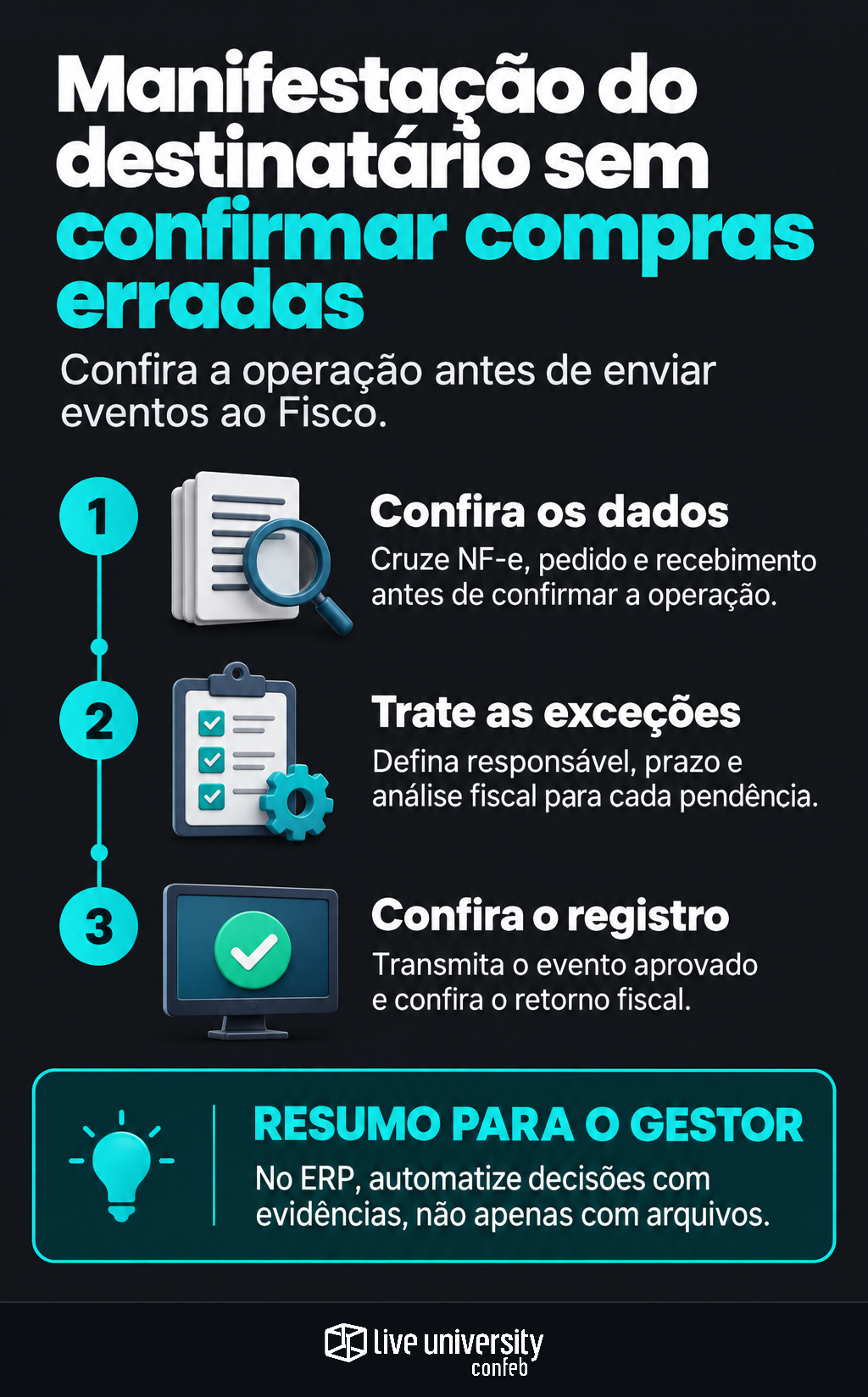 Infográfico: Manifestação do destinatário sem confirmar a compra errada