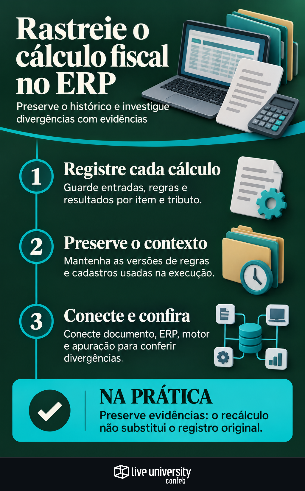 Infográfico: Rastreie o cálculo fiscal no ERP sem perder o histórico