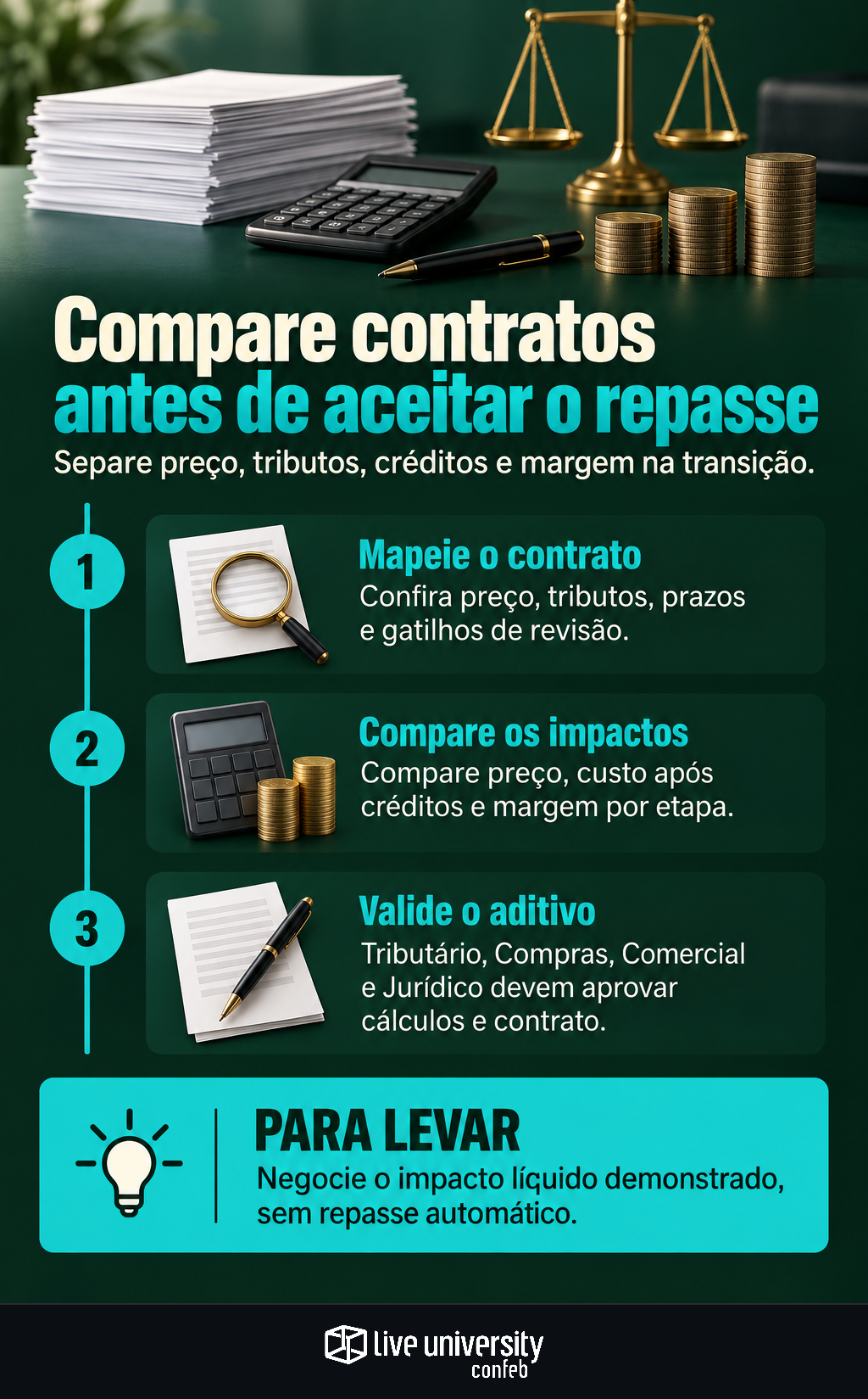 Infográfico: Compare contratos de fornecimento antes de aceitar o repasse
