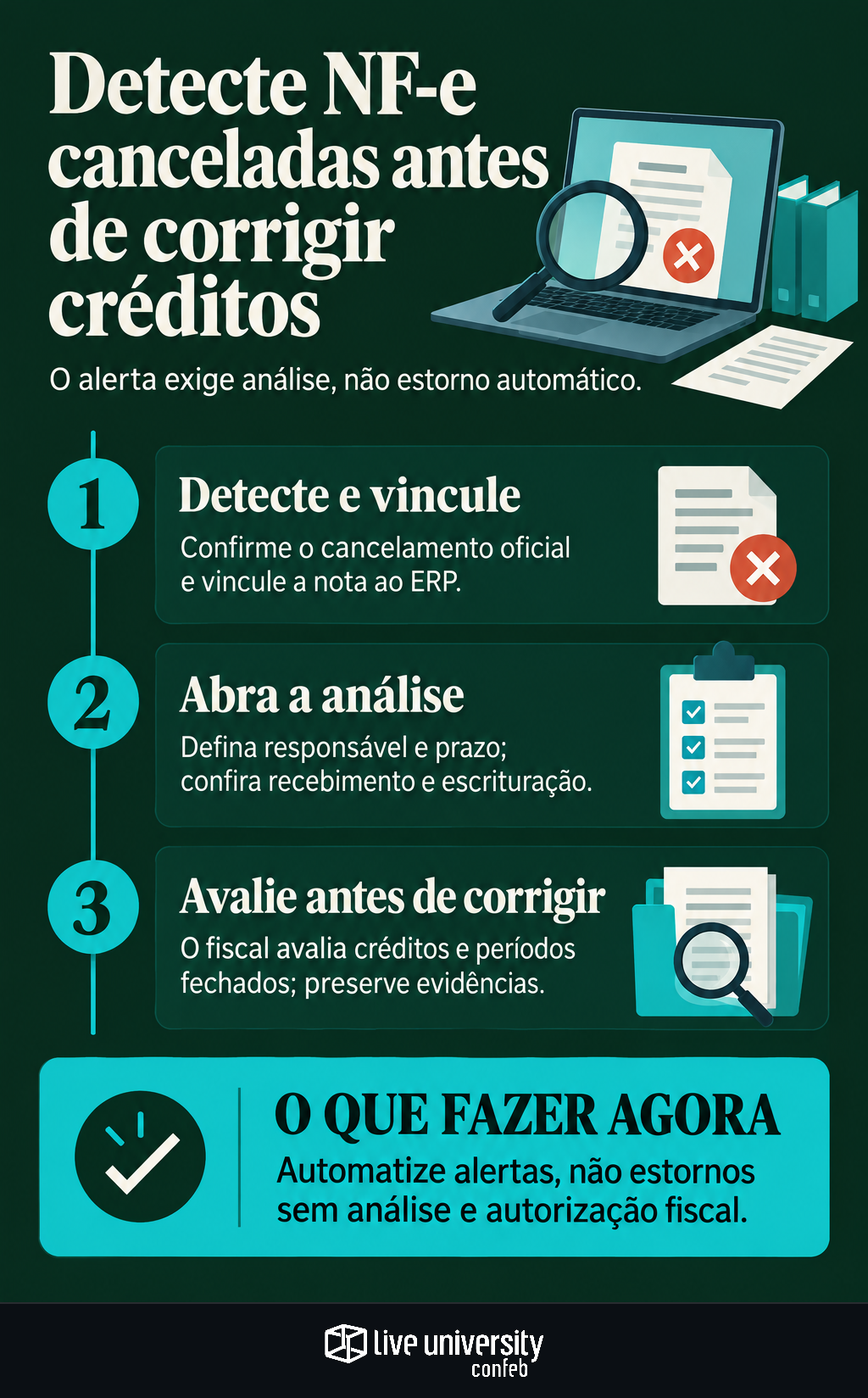 Infográfico: Detecte NF-e canceladas antes de corrigir créditos no ERP
