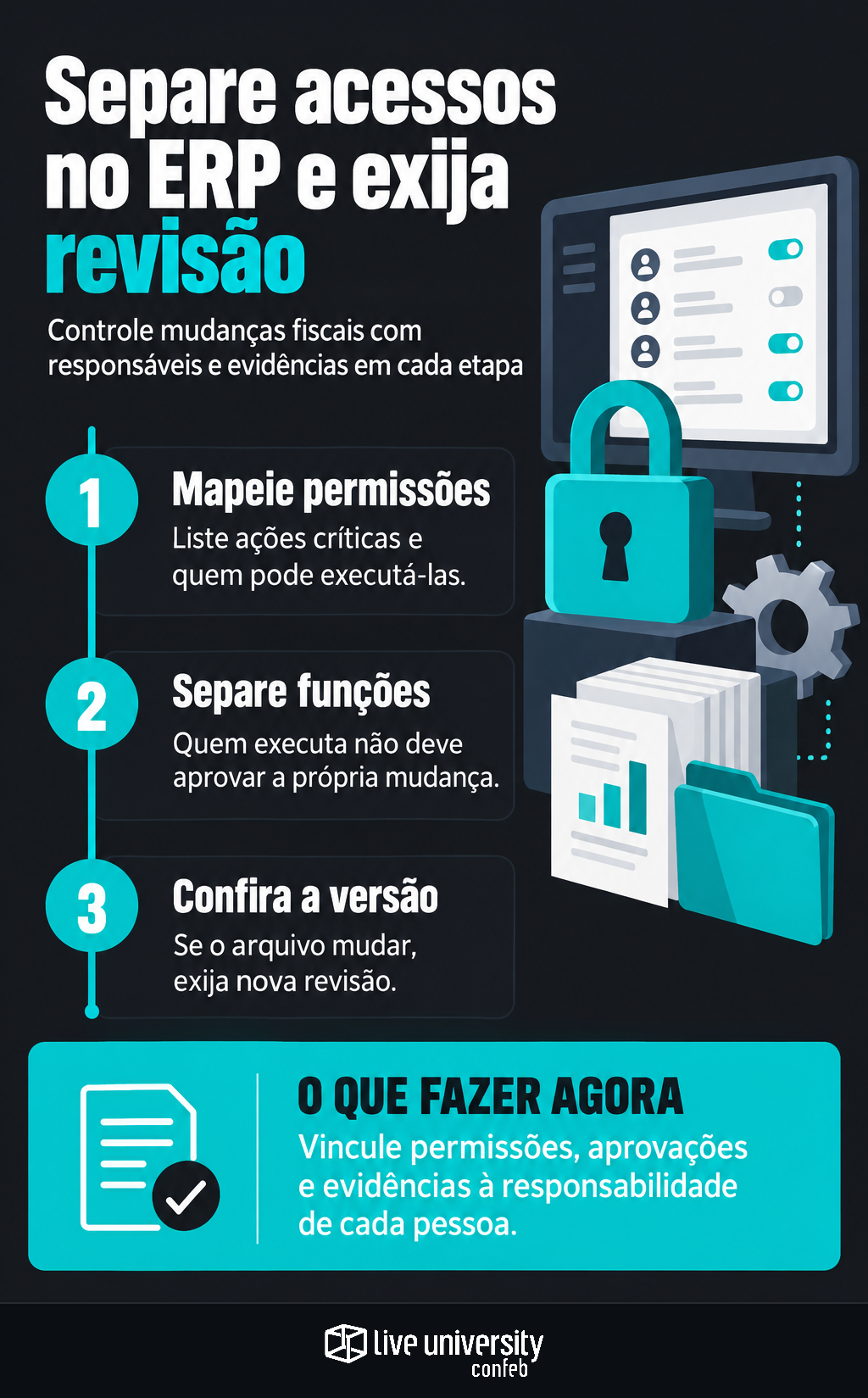 Infográfico: Separe acessos no ERP e evite mudanças fiscais sem revisão