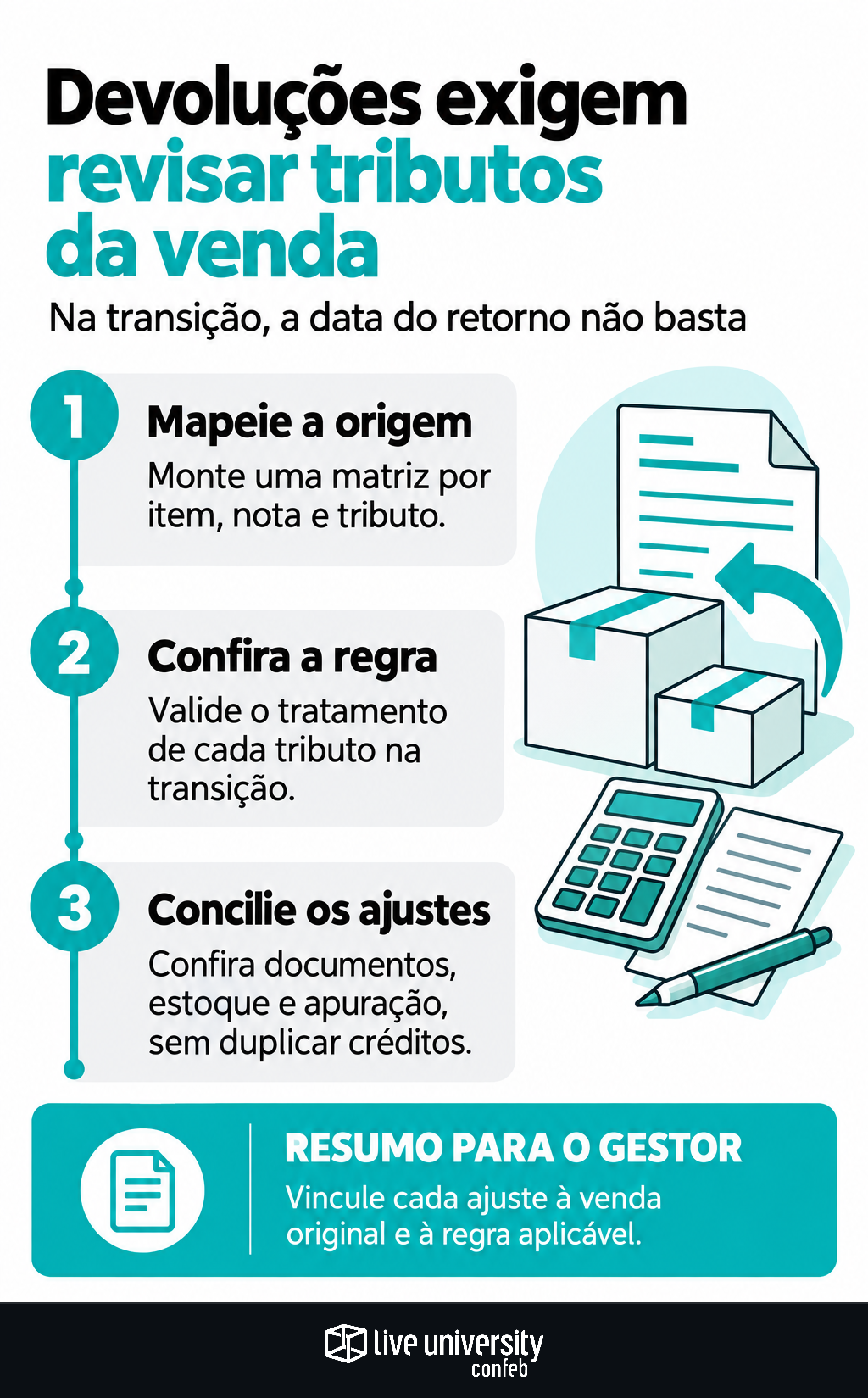 Infográfico: Devoluções na transição exigem revisar os tributos da venda
