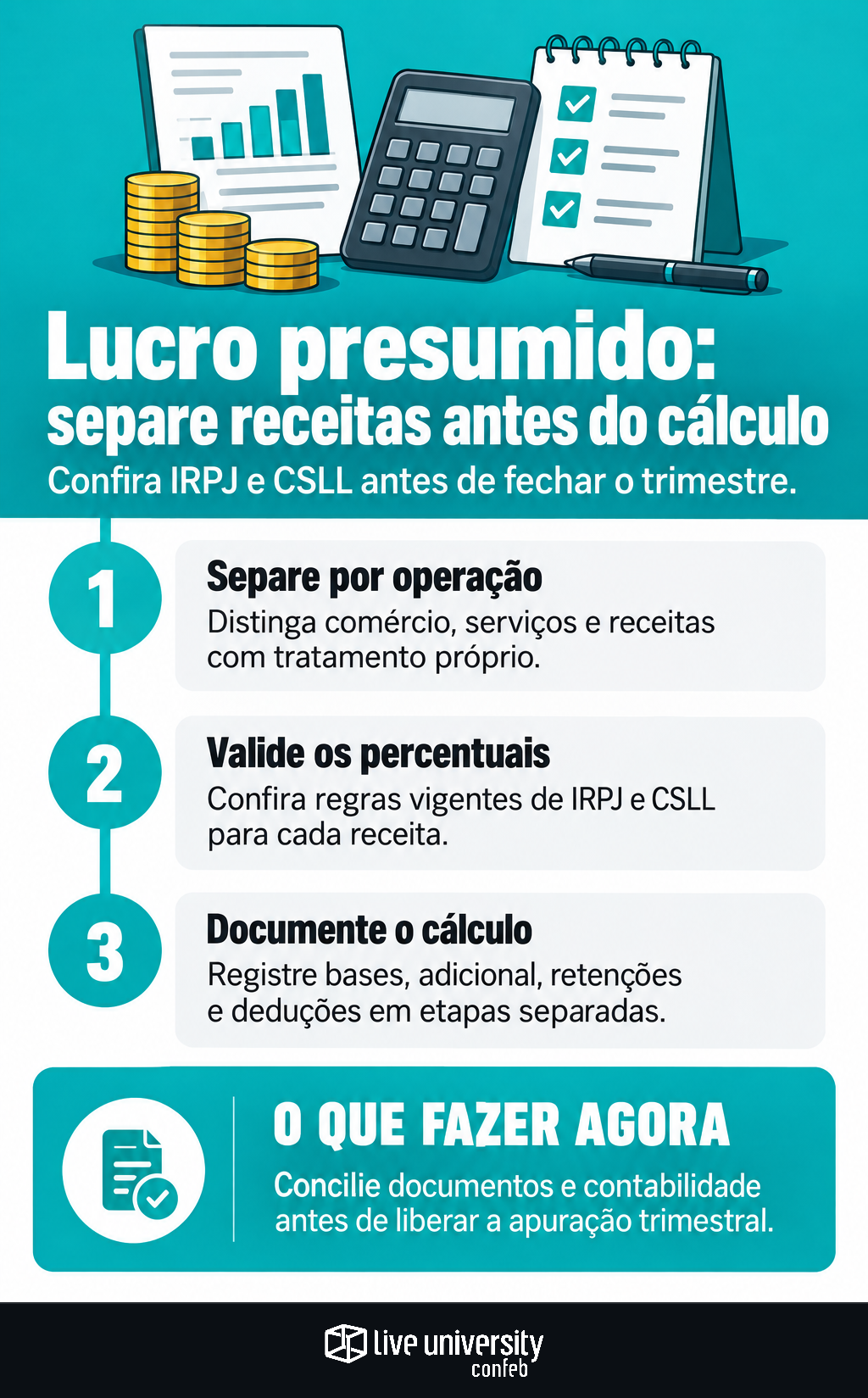 Infográfico: No lucro presumido, separe receitas antes de calcular tributos