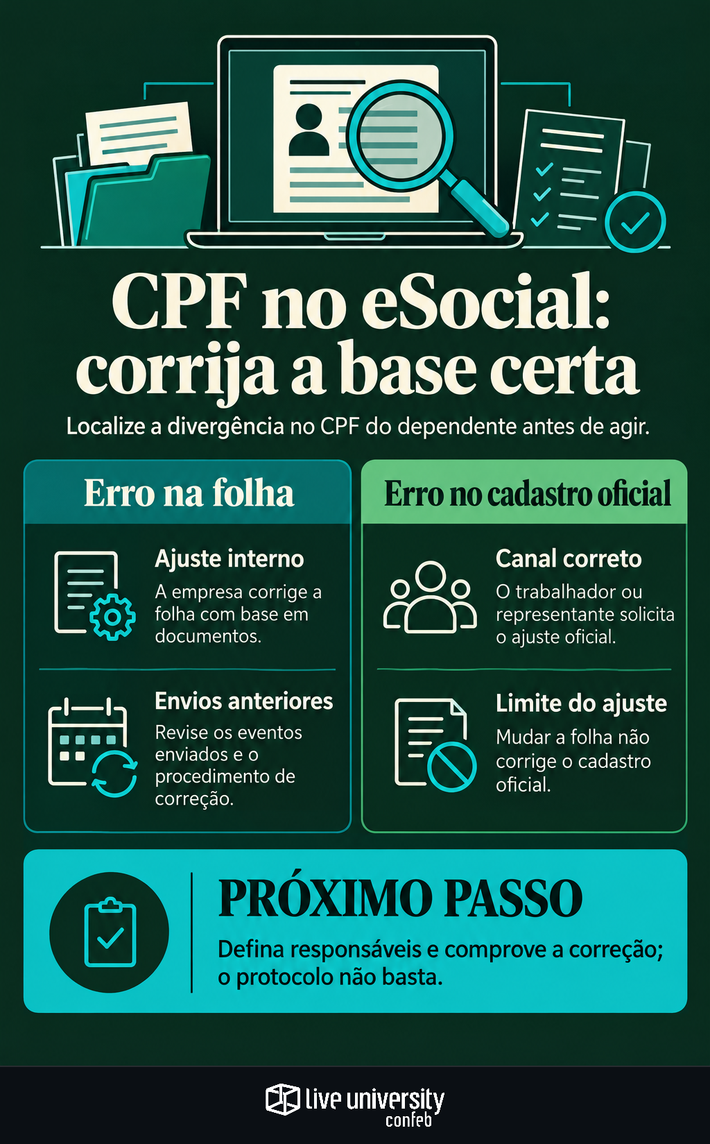 Infográfico: CPF de dependente no eSocial exige corrigir a base certa