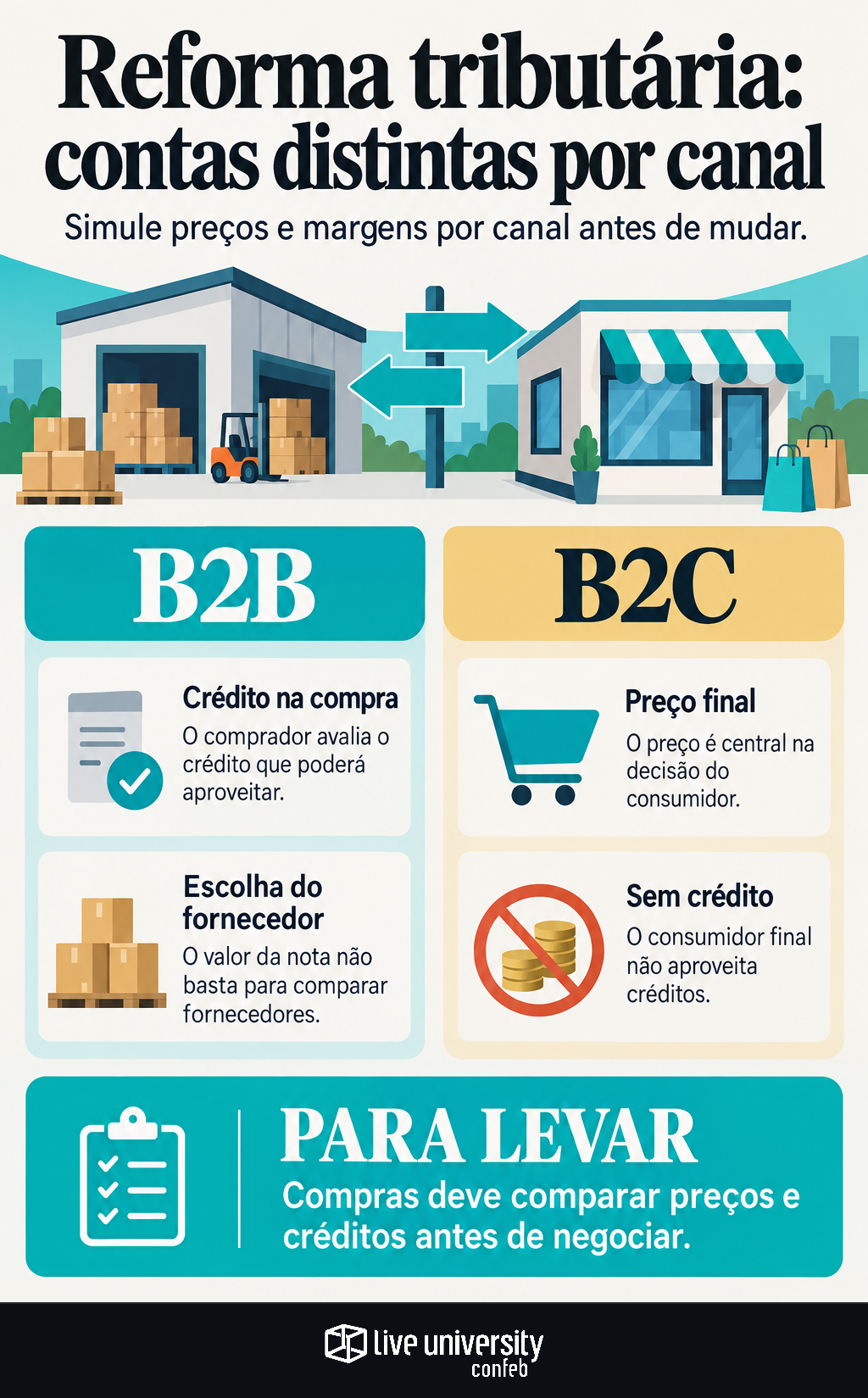 Infográfico: Reforma tributária exige contas distintas no B2B e no B2C