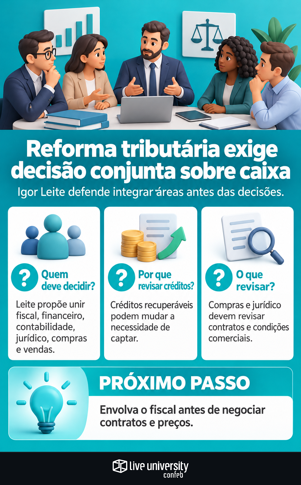 Infográfico: Reforma tributária exige unir áreas antes de decidir o caixa