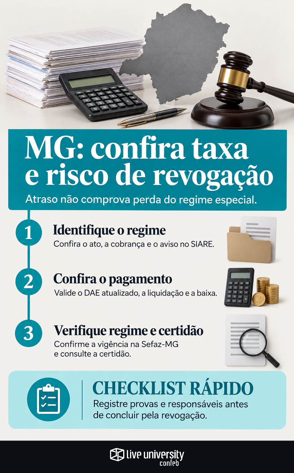 Infográfico: Regime especial em MG exige conferir taxa e risco de revogação